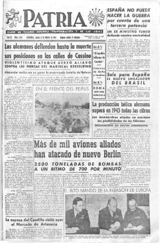 'Patria  : diario de Falange Española Tradicionalista y de las J.O.N.S.' - Año IX Número 2251  - 1944 Febrero 17
