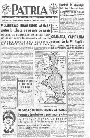 'Patria  : diario de Falange Española Tradicionalista y de las J.O.N.S.' - Año IX Número 2262  - 1944 Marzo 01