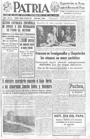 'Patria  : diario de Falange Española Tradicionalista y de las J.O.N.S.' - Año IX Número 2272  - 1944 Marzo 12