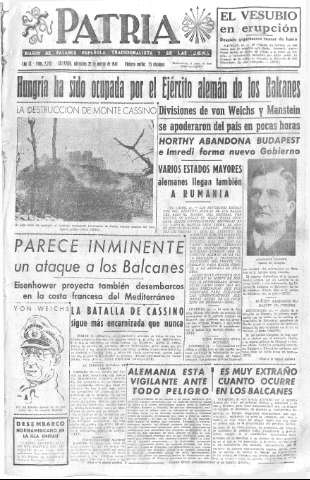 'Patria  : diario de Falange Española Tradicionalista y de las J.O.N.S.' - Año IX Número 2282  - 1944 Marzo 22