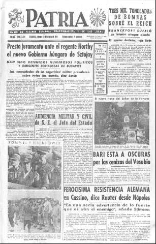'Patria  : diario de Falange Española Tradicionalista y de las J.O.N.S.' - Año IX Número 2284  - 1944 Marzo 24