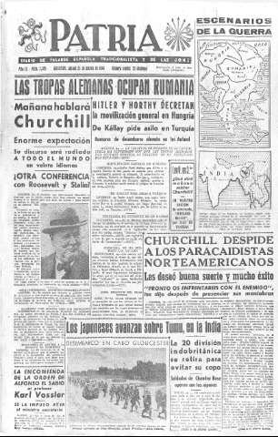 'Patria  : diario de Falange Española Tradicionalista y de las J.O.N.S.' - Año IX Número 2285  - 1944 Marzo 25