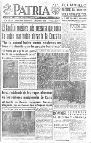'Patria  : diario de Falange Española Tradicionalista y de las J.O.N.S.' - Año IX Número 2288  - 1944 Marzo 29