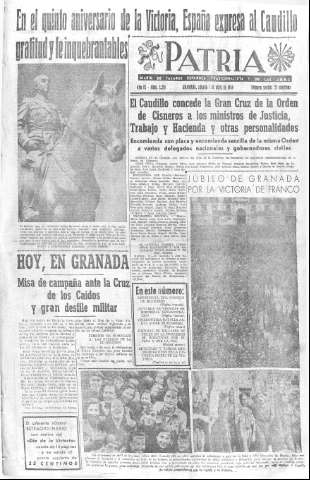 'Patria  : diario de Falange Española Tradicionalista y de las J.O.N.S.' - Año IX Número 2291  - 1944 Abril 01