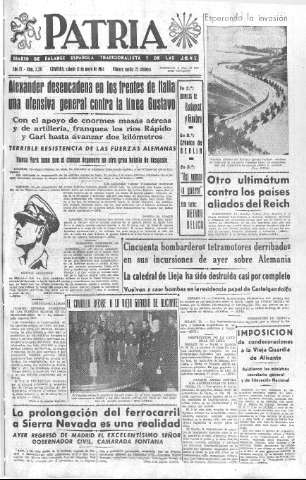 'Patria  : diario de Falange Española Tradicionalista y de las J.O.N.S.' - Año IX Número 2331  - 1944 Mayo 13