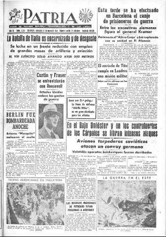'Patria  : diario de Falange Española Tradicionalista y de las J.O.N.S.' - Año IX Número 2334 2ª ed. - 1944 Mayo 17