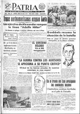 'Patria  : diario de Falange Española Tradicionalista y de las J.O.N.S.' - Año IX Número 2337 2ª ed. - 1944 Mayo 20