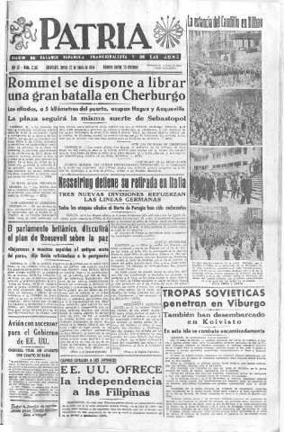 'Patria  : diario de Falange Española Tradicionalista y de las J.O.N.S.' - Año IX Número 2363  - 1944 Junio 22