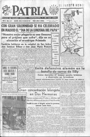 'Patria  : diario de Falange Española Tradicionalista y de las J.O.N.S.' - Año IX Número 2370  - 1944 Junio 30