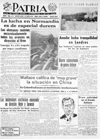 'Patria  : diario de Falange Española Tradicionalista y de las J.O.N.S.' - Año IX Número 2379 2ª ed. - 1944 Julio 11