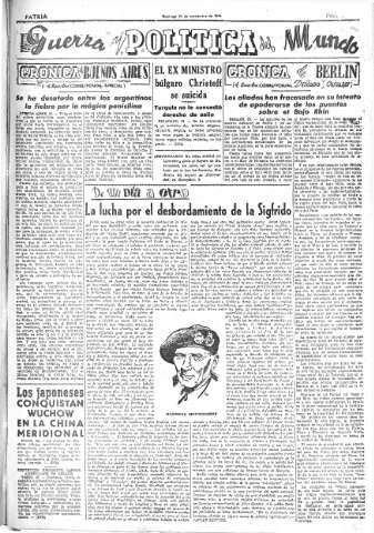 'Patria  : diario de Falange Española Tradicionalista y de las J.O.N.S.' - Año IX Número 2444  - 1944 Septiembre 24