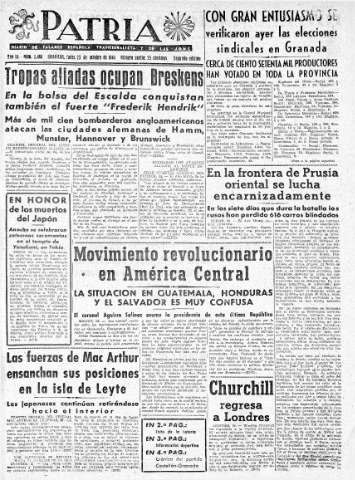 'Patria  : diario de Falange Española Tradicionalista y de las J.O.N.S.' - Año IX Número 2468 2ª ed. - 1944 Octubre 23