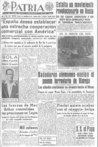 'Patria  : diario de Falange Española Tradicionalista y de las J.O.N.S.' - Año IX Número 2488 2ª ed. - 1944 Noviembre 17