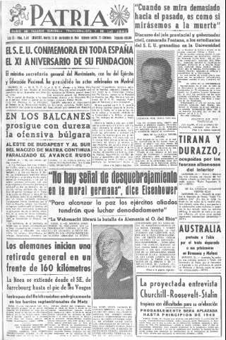 'Patria  : diario de Falange Española Tradicionalista y de las J.O.N.S.' - Año IX Número 2491 2ª ed. - 1944 Noviembre 21