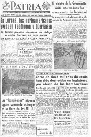 'Patria  : diario de Falange Española Tradicionalista y de las J.O.N.S.' - Año IX Número 2497 2ª ed. - 1944 Noviembre 28
