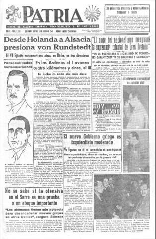 'Patria  : diario de Falange Española Tradicionalista y de las J.O.N.S.' - Año X Número 2530  - 1945 Enero 05