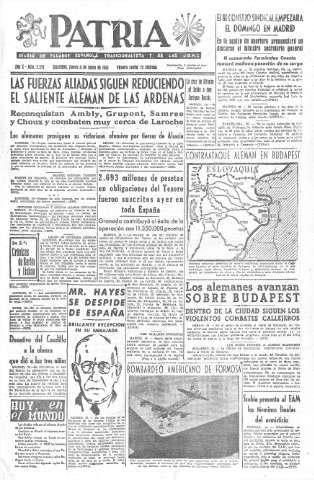 'Patria  : diario de Falange Española Tradicionalista y de las J.O.N.S.' - Año X Número 2535  - 1945 Enero 11