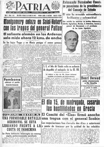 'Patria  : diario de Falange Española Tradicionalista y de las J.O.N.S.' - Año X Número 2536 2ª ed. - 1945 Enero 12