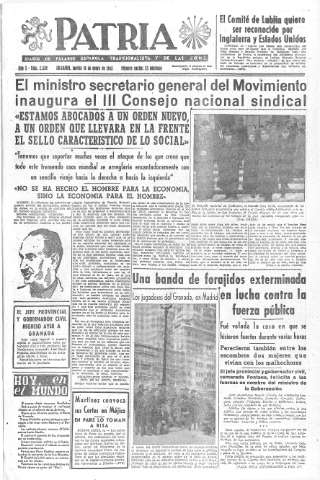 'Patria  : diario de Falange Española Tradicionalista y de las J.O.N.S.' - Año X Número 2539  - 1945 Enero 16