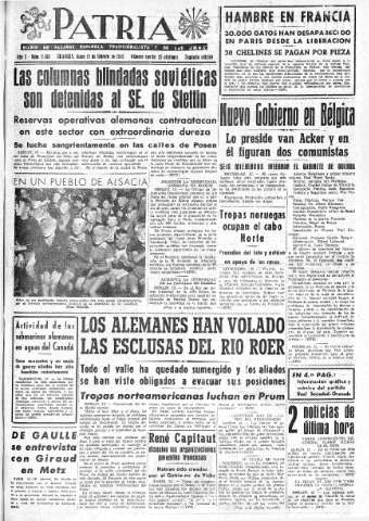 'Patria  : diario de Falange Española Tradicionalista y de las J.O.N.S.' - Año X Número 2562  - 1945 Febrero 12