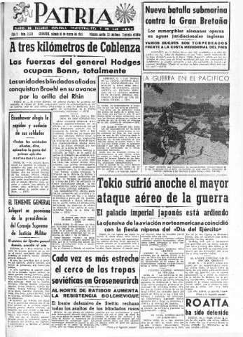 'Patria  : diario de Falange Española Tradicionalista y de las J.O.N.S.' - Año X Número 2574 2ª ed. - 1945 Marzo 10