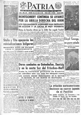 'Patria  : diario de Falange Española Tradicionalista y de las J.O.N.S.' - Año X Número 2587 2ª ed. - 1945 Marzo 26
