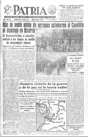 'Patria  : diario de Falange Española Tradicionalista y de las J.O.N.S.' - Año X Número 2593  - 1945 Abril 03