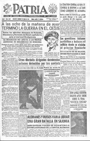 'Patria  : diario de Falange Española Tradicionalista y de las J.O.N.S.' - Año X Número 2622  - 1945 Mayo 06