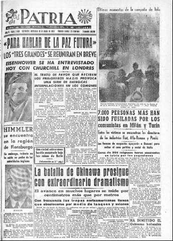 'Patria  : diario de Falange Española Tradicionalista y de las J.O.N.S.' - Año X Número 2630 2ª ed. - 1945 Mayo 16