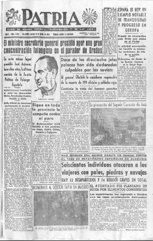 'Patria  : diario de Falange Española Tradicionalista y de las J.O.N.S.' - Año X Número 2658  - 1945 Junio 19