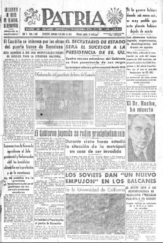 'Patria  : diario de Falange Española Tradicionalista y de las J.O.N.S.' - Año X Número 2669  - 1945 Julio 01