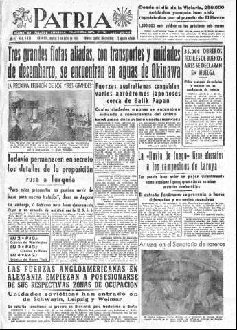 'Patria  : diario de Falange Española Tradicionalista y de las J.O.N.S.' - Año X Número 2670 2ª ed. - 1945 Julio 03
