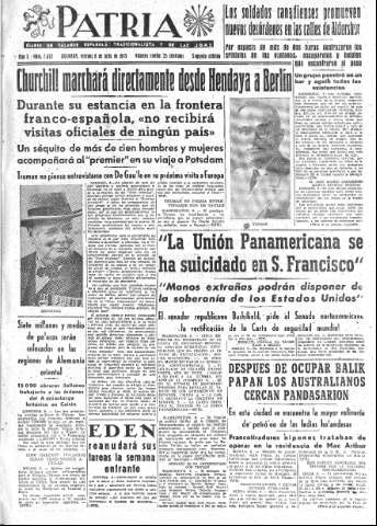 'Patria  : diario de Falange Española Tradicionalista y de las J.O.N.S.' - Año X Número 2673 2ª ed. - 1945 Julio 06