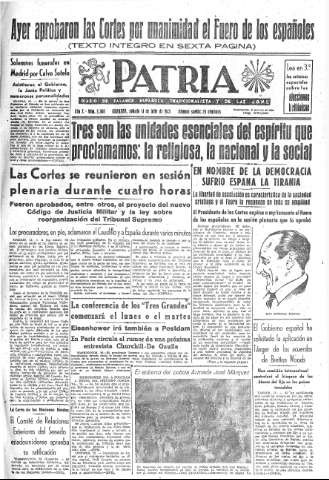 'Patria  : diario de Falange Española Tradicionalista y de las J.O.N.S.' - Año X Número 2680  - 1945 Julio 14