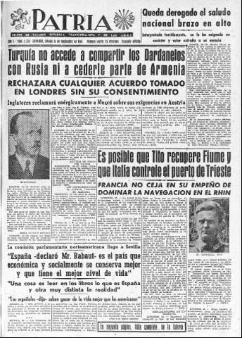 'Patria  : diario de Falange Española Tradicionalista y de las J.O.N.S.' - Año X Número 2732 2ª ed. - 1945 Septiembre 15