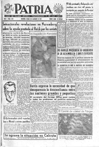 'Patria  : diario de Falange Española Tradicionalista y de las J.O.N.S.' - Año X Número 2792  - 1945 Noviembre 24
