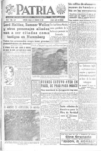 'Patria  : diario de Falange Española Tradicionalista y de las J.O.N.S.' - Año X Número 2810  - 1945 Diciembre 14