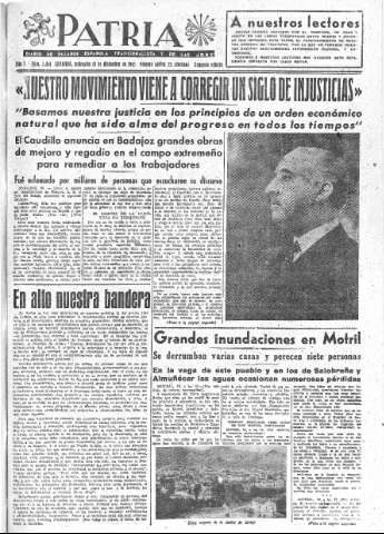 'Patria  : diario de Falange Española Tradicionalista y de las J.O.N.S.' - Año X Número 2814 2ª ed. - 1945 Diciembre 19