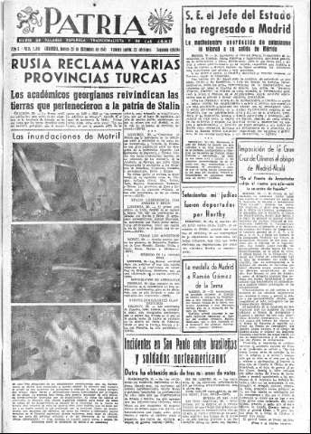 'Patria  : diario de Falange Española Tradicionalista y de las J.O.N.S.' - Año X Número 2815 2ª ed. - 1945 Diciembre 20