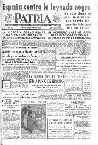 'Patria  : diario de Falange Española Tradicionalista y de las J.O.N.S.' - Año X Número 2822  - 1945 Diciembre 29
