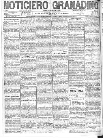 'Noticiero Granadino' - Año I Número 129  - 1904 Julio 07