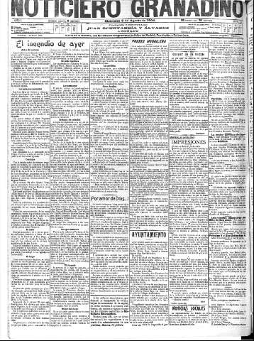 'Noticiero Granadino' - Año I Número 156  - 1904 Agosto 03