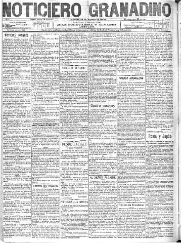 'Noticiero Granadino' - Año I Número 172  - 1904 Agosto 19