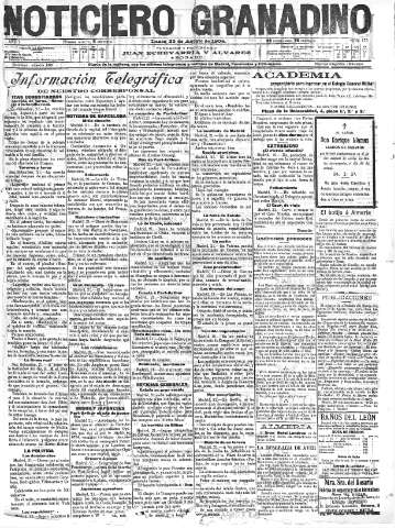 'Noticiero Granadino' - Año I Número 175  - 1904 Agosto 22