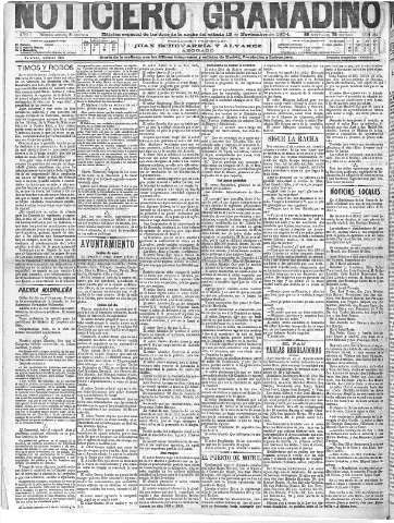 'Noticiero Granadino' - Año I Número 255 Ed. Noche - 1904 Noviembre 12