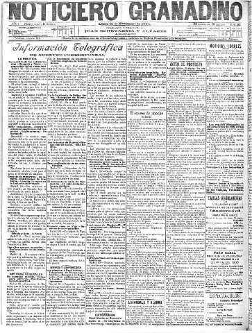 'Noticiero Granadino' - Año I Número 263  - 1904 Noviembre 21