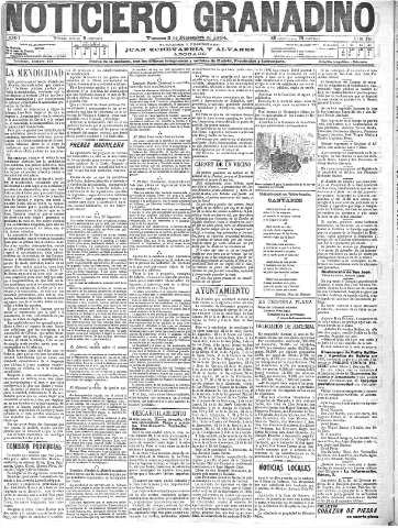 'Noticiero Granadino' - Año I Número 274  - 1904 Diciembre 02