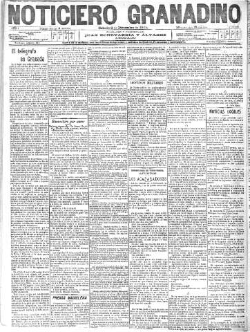 'Noticiero Granadino' - Año I Número 275  - 1904 Diciembre 03