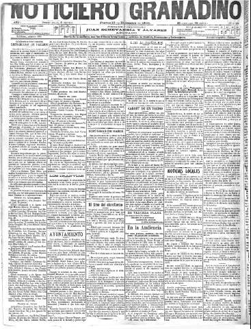 'Noticiero Granadino' - Año I Número 286  - 1904 Diciembre 15