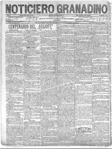 'Noticiero Granadino' - Año II Número 429  - 1905 Mayo 09
